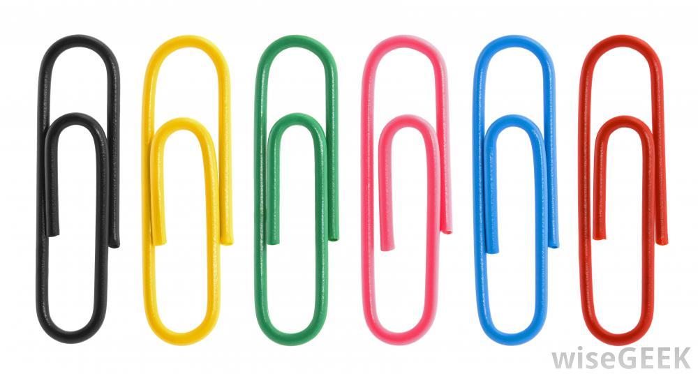 Clips coloridos para papeles, cartones, cartulinas y demás materiales.